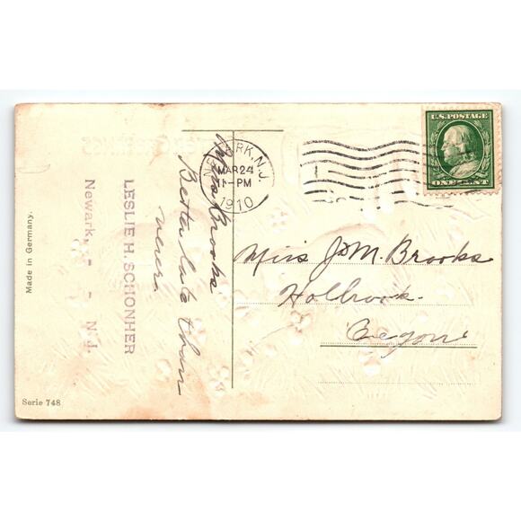 Vintage Embossed Easter Postcard with Chicks & Flowers 1910 Germany - Picture 2 of 2